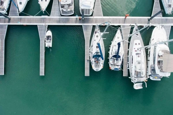 Marina with yachts moored