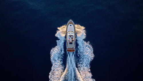 Yacht sailing through the ocean